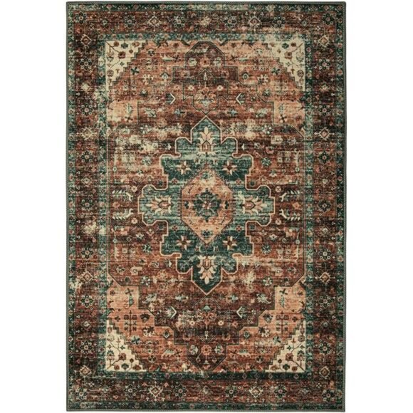 Washable Vintage Bathroom Rug, Small Area Rug 2x3 Entryway Rug Indoor Door Mat - Picture 5 of 6